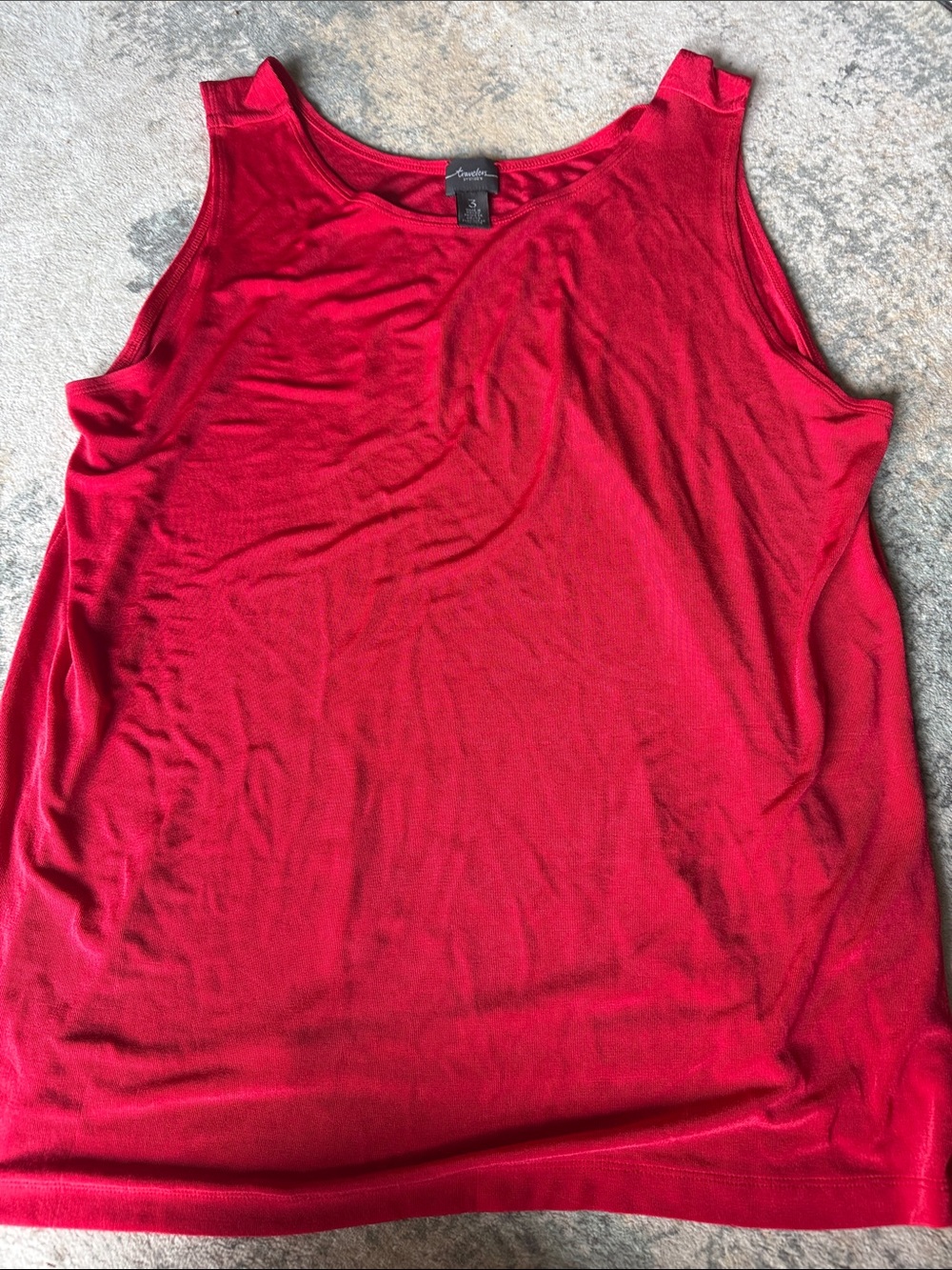 Travelers by Chicos Red Classic Scoop Neck Tank, Size 3